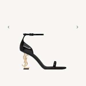 Yves Saint Laurent Black Heels with Gold Monogram heel height 8.5 cm